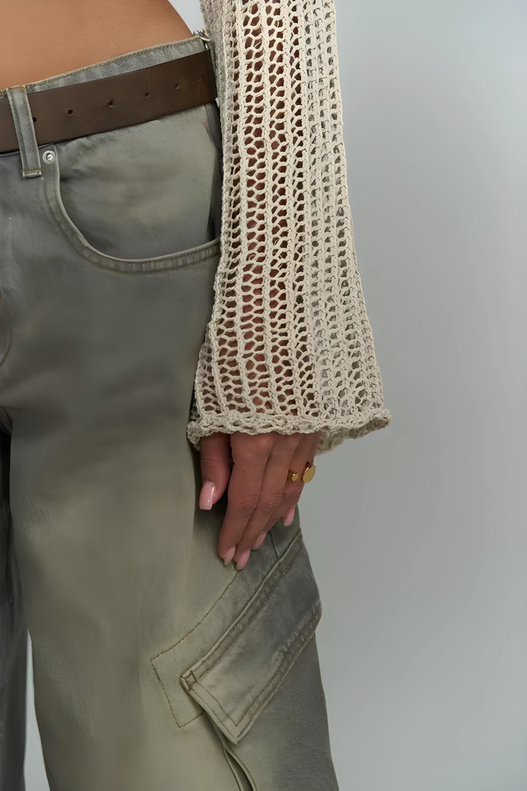 VASILIKI - Charcoal Mesh Drifter Top