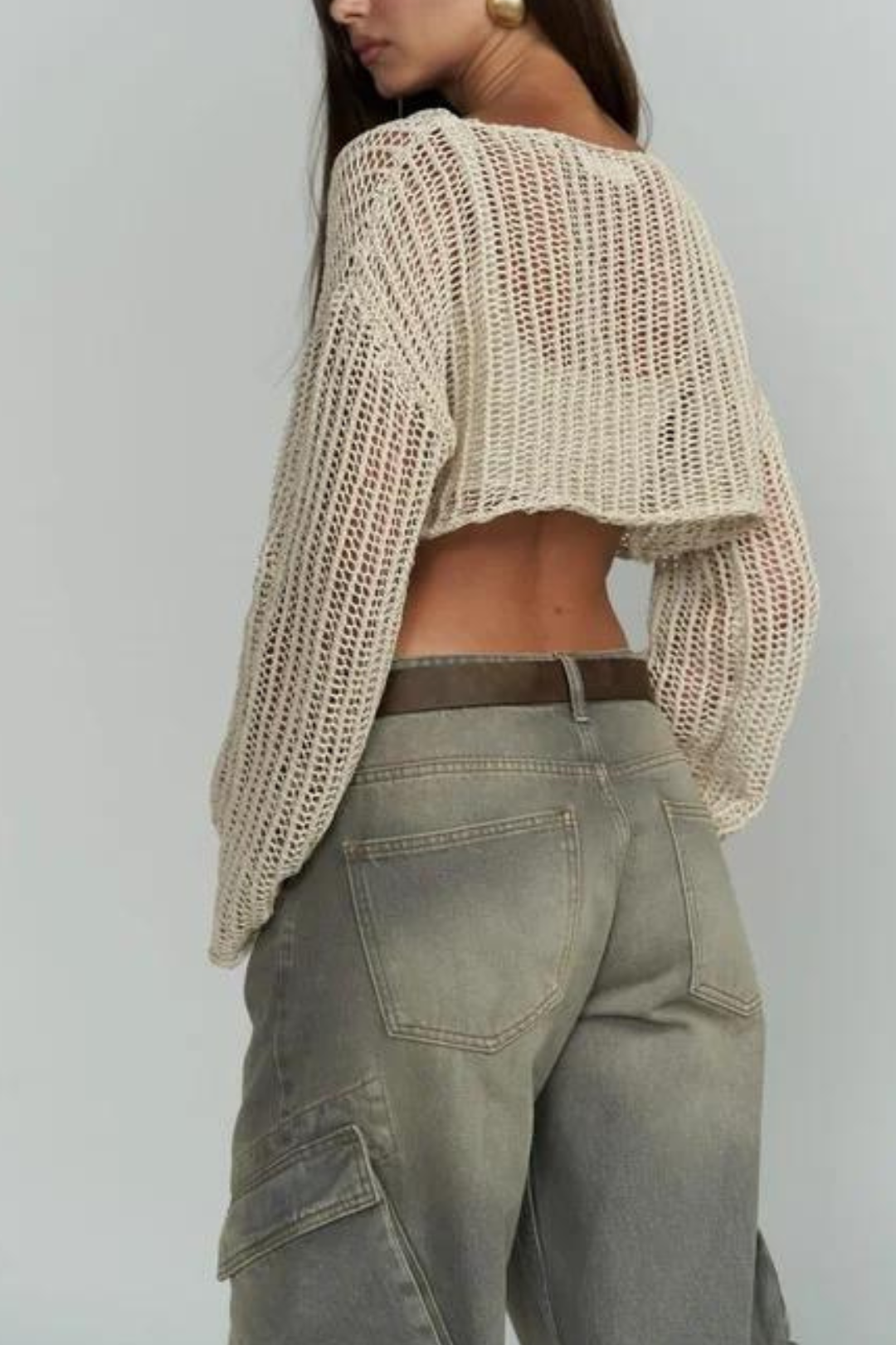 VASILIKI - Charcoal Mesh Drifter Top