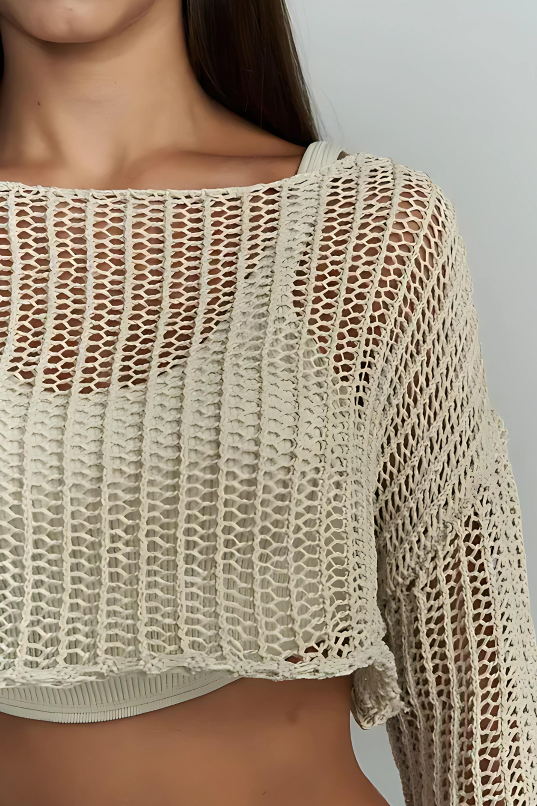 VASILIKI - Charcoal Mesh Drifter Top
