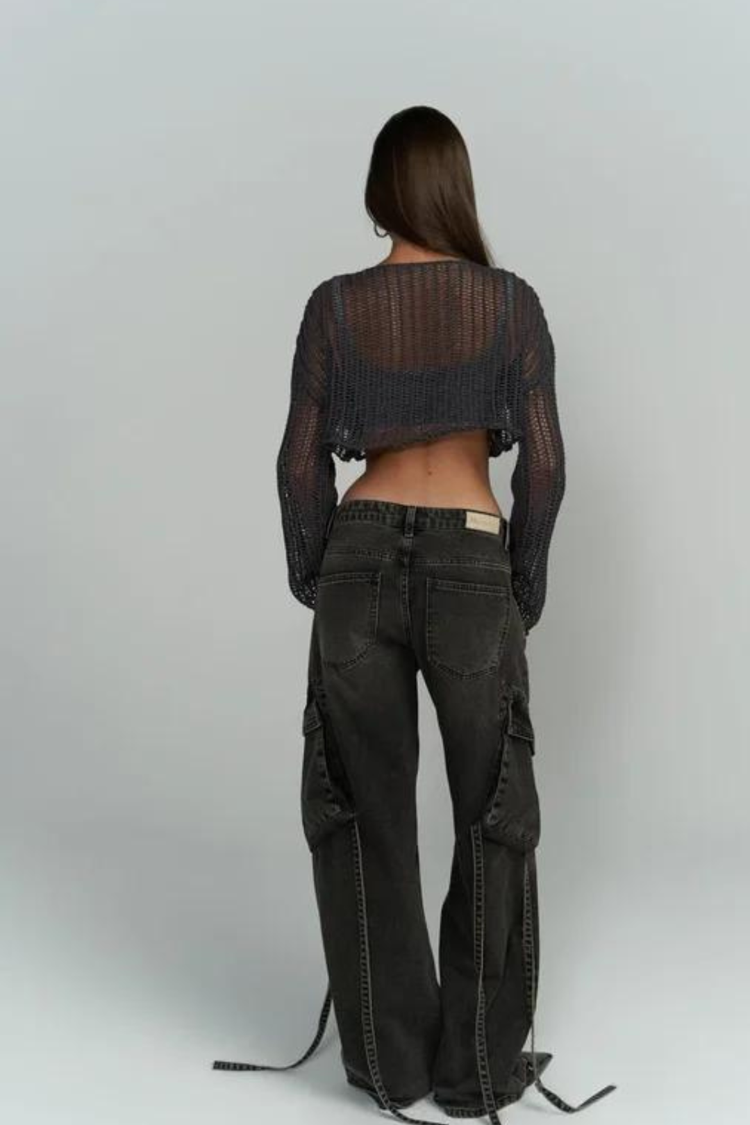 VASILIKI - Charcoal Mesh Drifter Top