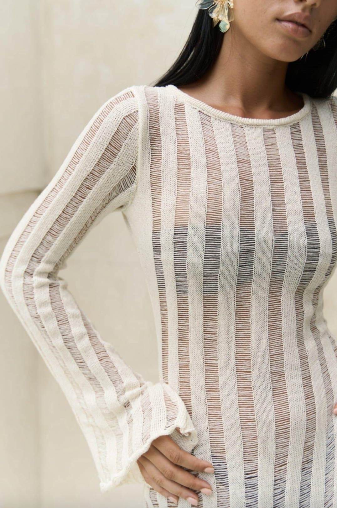 NICOLE - Sheer Knit Maxi Dress