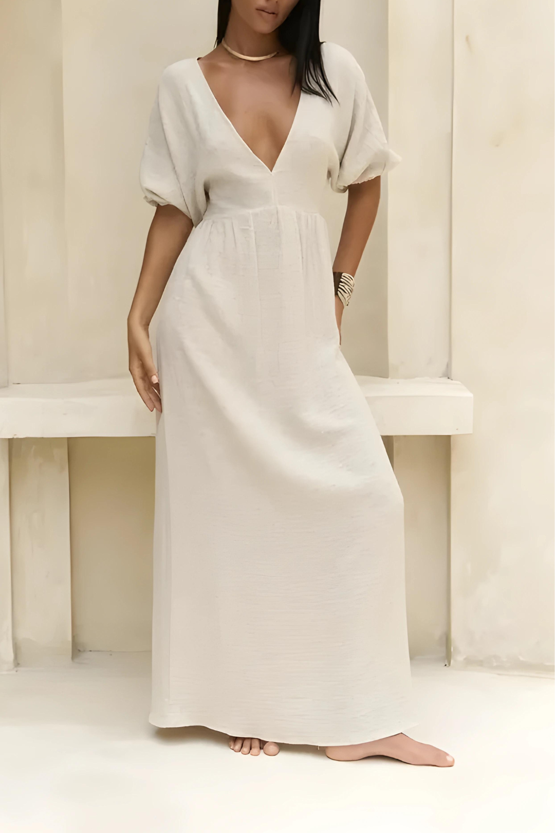 DIMITRA - Aegean Whisper Maxi Dress